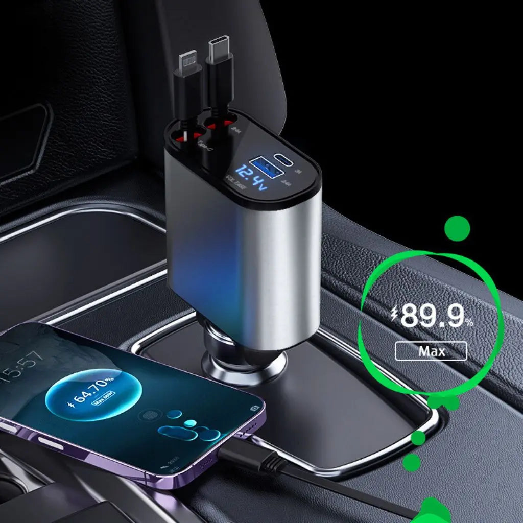 4 in 1 Retractable Phone Charger for Car